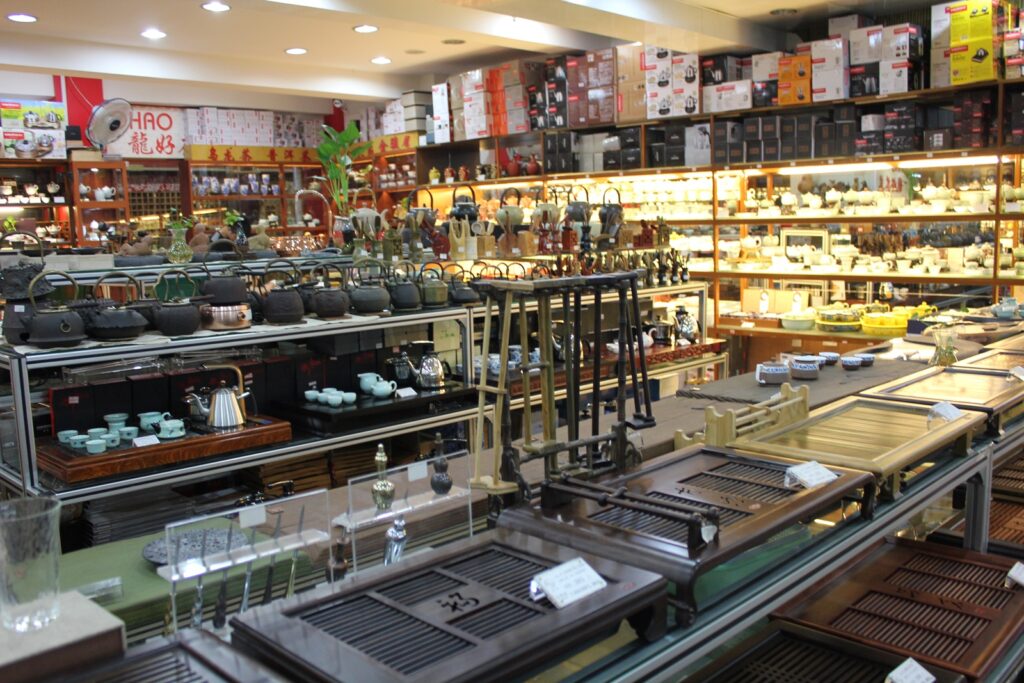 interior of a tea equipment shop