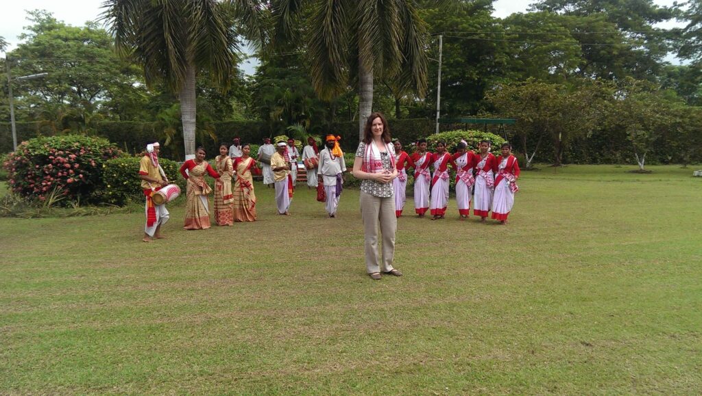 IMAG2896 group of people in traditional Indian dress in a garden