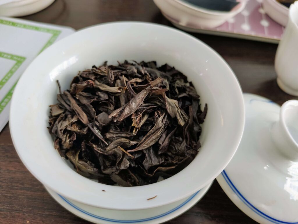 wet tea leaves in gaiwan