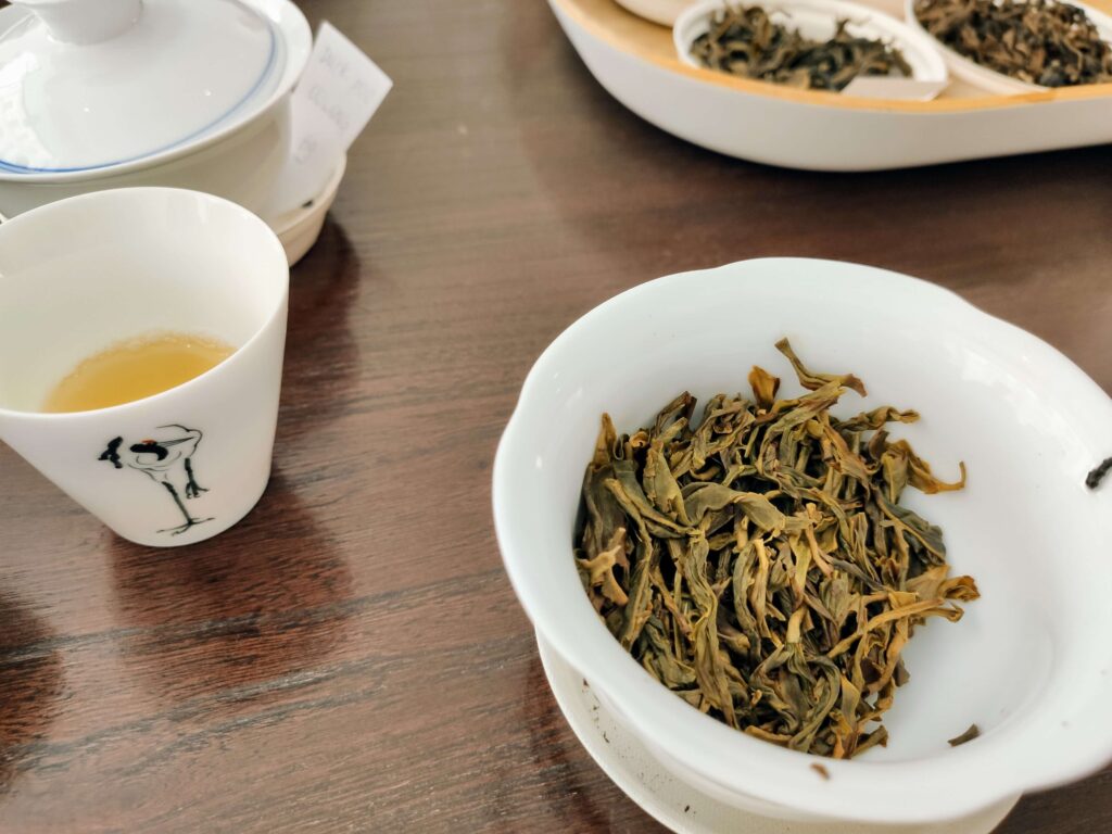 wet tea leaves in gaiwan
