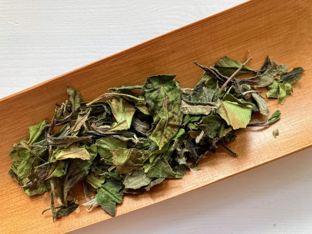 IMG_8295 dry tea leaves on bamboo scoop